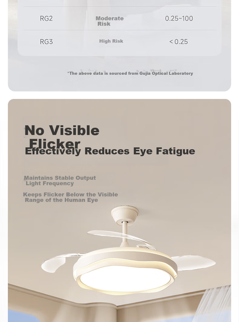 Kuka LED Cream Style Invisible Ceiling Fan Light for Living Room and Dining Room Silent Ceiling Fan with Downrod - Three Colors [Installation Included] 20
