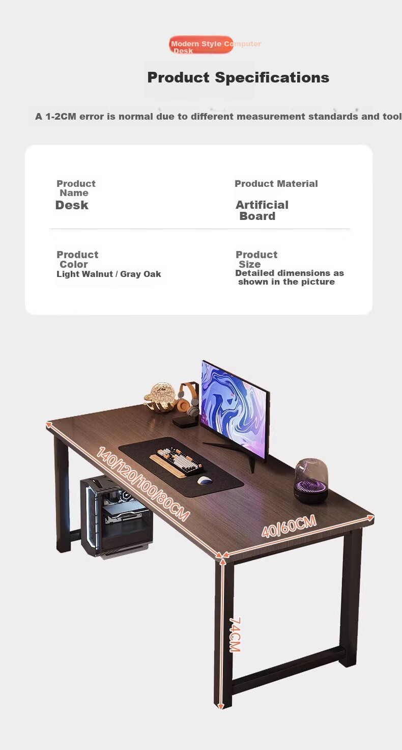 OLENOUFENG Computer Desk Gaming Desk Simple Study Desk Home Office Writing Desk Single Student Desk Long Table 10