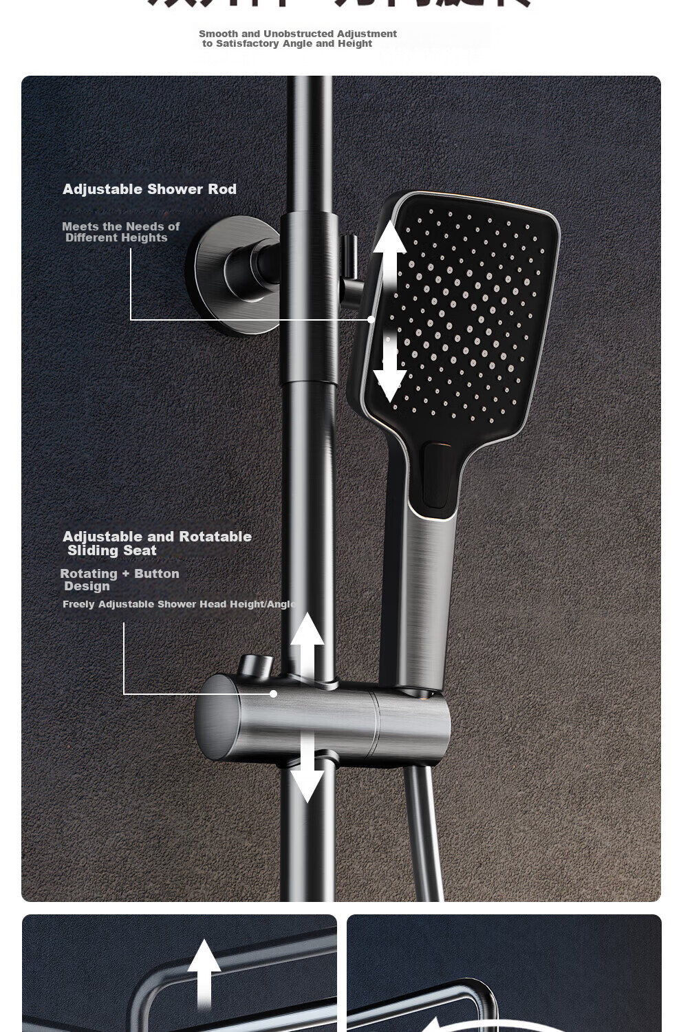 Canbo Shower Set Gunmetal Brass Pressurized Bathroom Shower Head Gunmetal Piano Key Set HM01HT 12