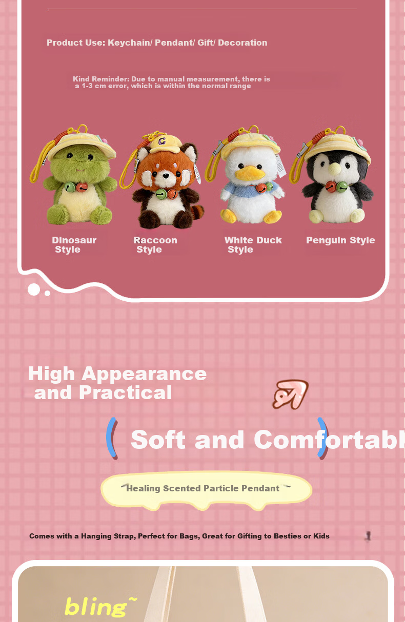 Panda Plush Doll Keychain Backpack Pendant Children's Day Gift for Boys and Girls Car Keychain Plush Toy 10
