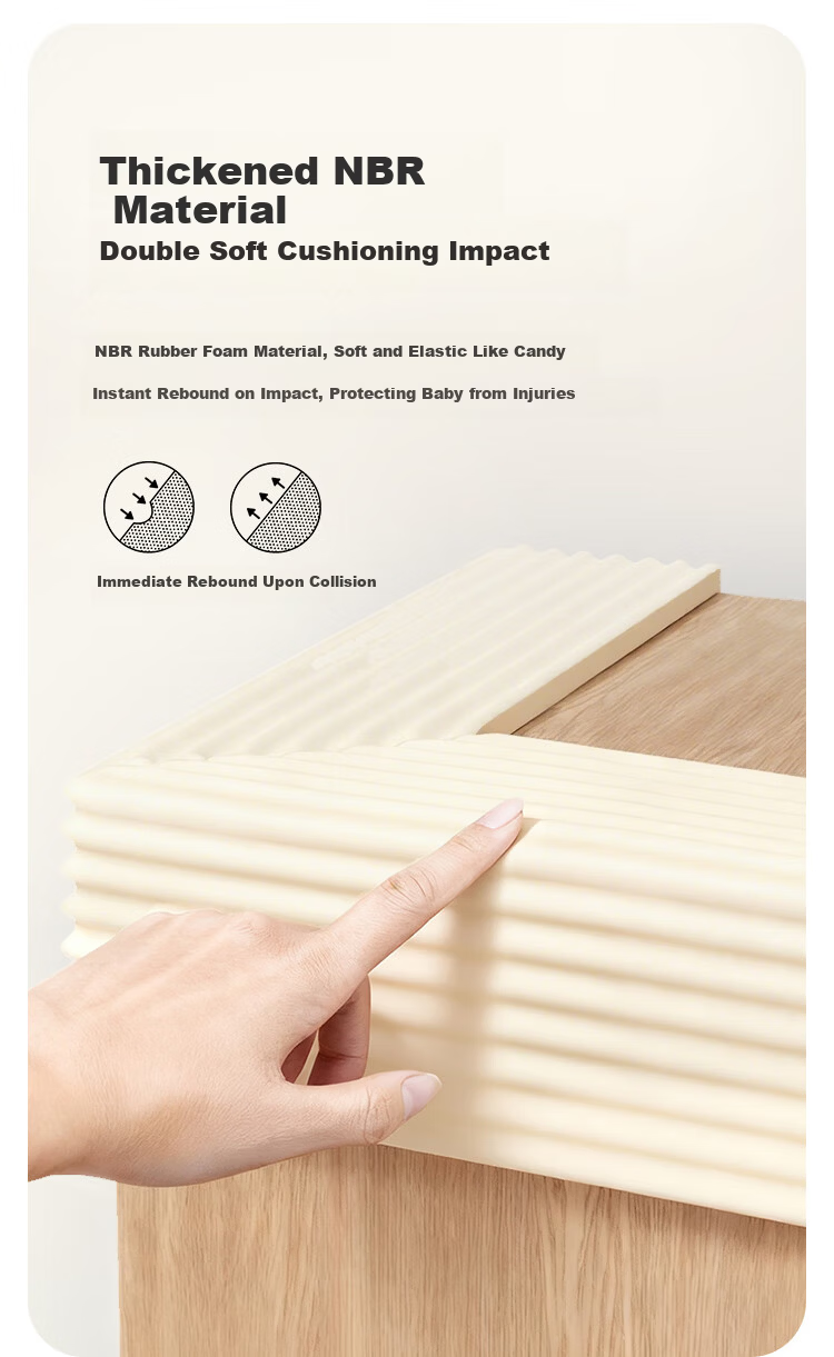 Bangbangzhu Thickened Self-Adhesive Free Anti-Collision Corner Guard Edge Cushion Window Sill Bed Soft Corner Protector Off-White 200*30*1.3CM 4