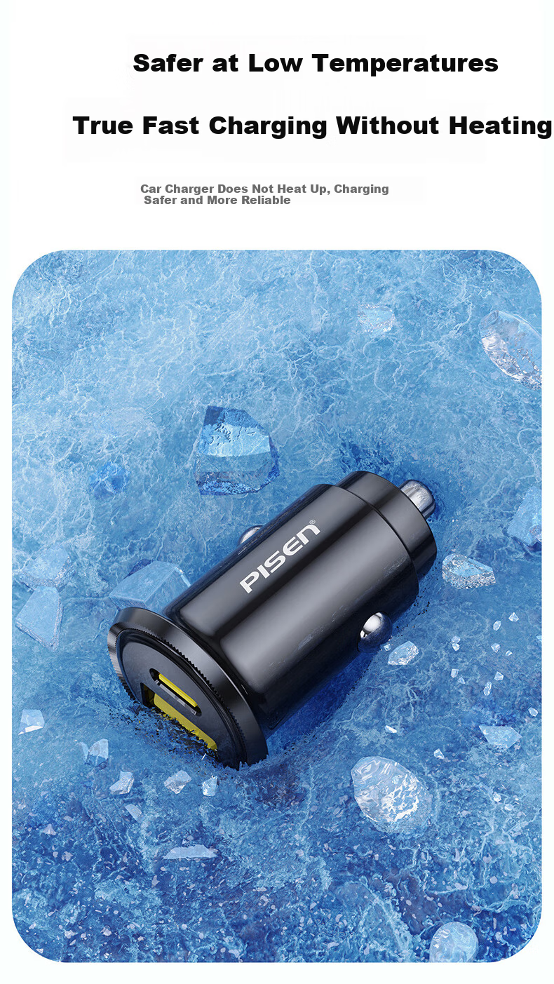 PISEN 136W Multi-Port Car Charger Super Fast Charging 3-in-1 Car Adapter Compatible with Apple 17, Huawei, Xiaomi 8