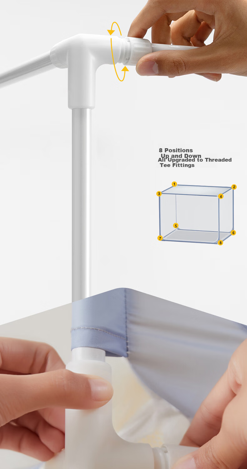 MEDOGA Class A Baby Mosquito Net with Thickened Frame 1.8x2m Home Use Blue [Threaded Three-Way Connector] 8