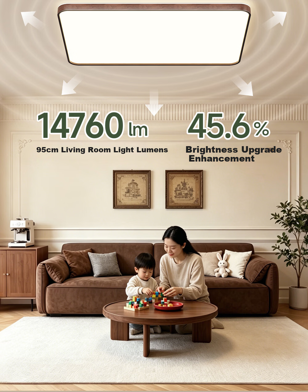 GUJIA LED Ceiling Light, Simple Backlit Eye Protection, Suitable for Living Room And Bedroom, 50cm Square-Shaped - Three Colors [Installation Included] 17
