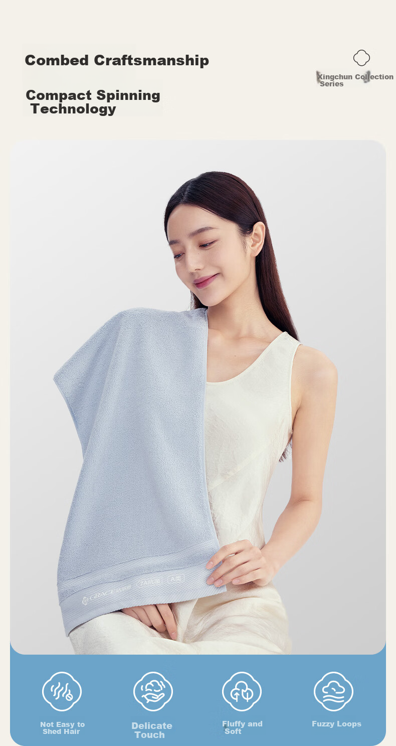 Grace Pure Cotton Towel 10A Antibacterial Hotel Thickened Absorbent All Cotton Face Towel Sports [Single Piece] Spring Cherry Blossom 8