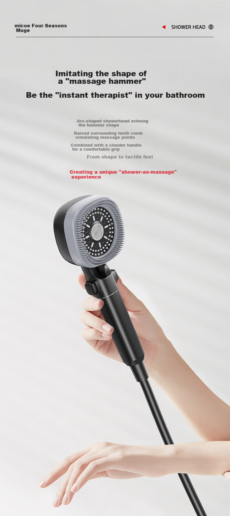 MICOE Shower Handheld High-Pressure Sprayer Multi-Function Large Panel Shower Head Bathroom HS6H 4
