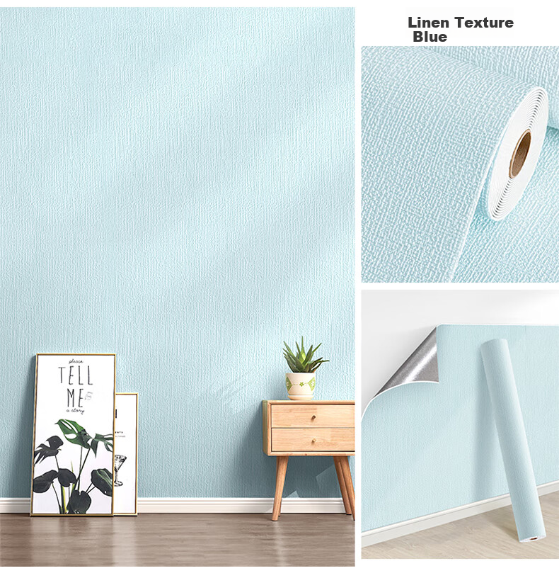Cuttlefish Self-Adhesive Wall Sticker Thickened Linen Texture 0.5*10m Light Gray Bedroom Wall Border Living Room Background Waterproof Moisture-Proof 6