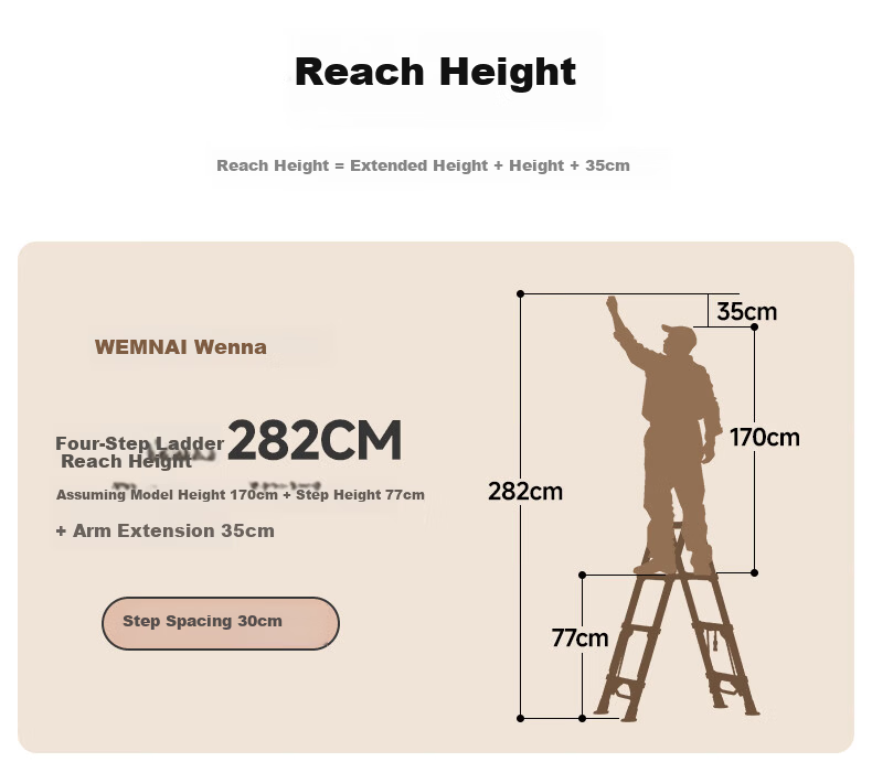 Wenna Household Telescopic Ladder Foldable Multifunctional 5-Step Carbon Steel A-Frame Adjustable Ladder 13