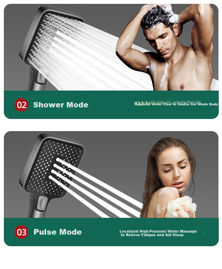 Jiayun [New German Style] Adjustable Rotatable Pressurized Shower Head with Switch High-Pressure Water Flow 20