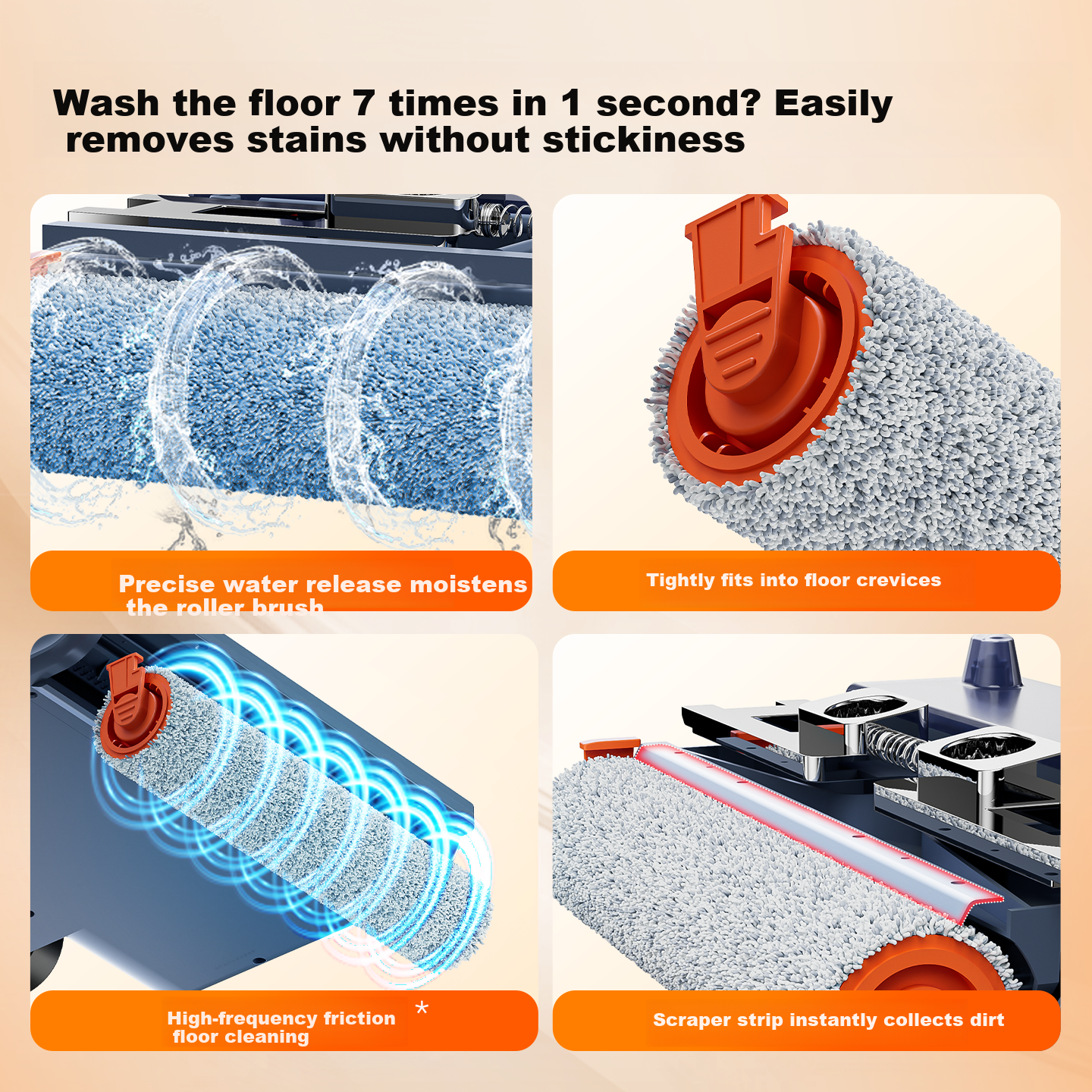 Supor Floor Washer K2 - 2-in-1 Wash and Mop Machine, Solid-Liquid Separation, Odorless, Quiet, Lightweight, Self-Propelled Electric Mop, Home Use, Starry Gray