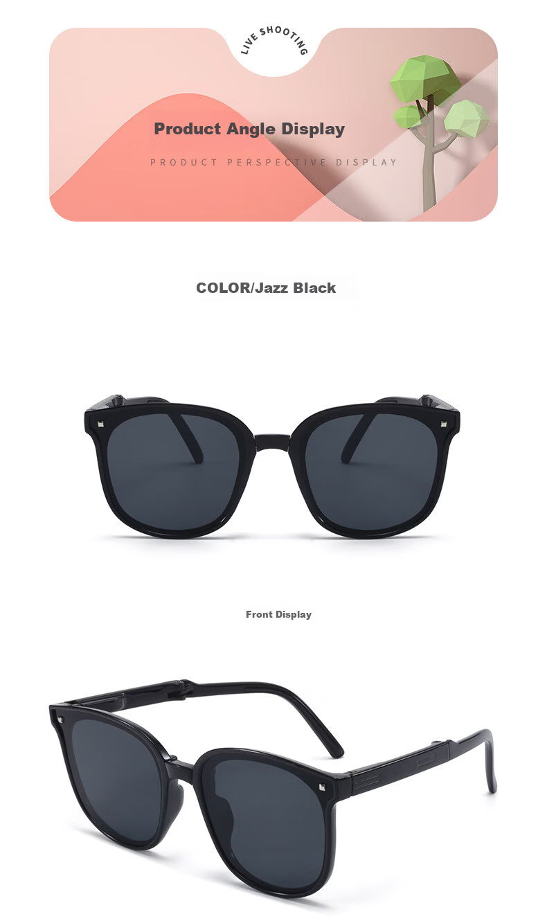 Liangshihui Kids Foldable Sunglasses Children's UV Protection Sun Glasses for Boys and Girls Black 7