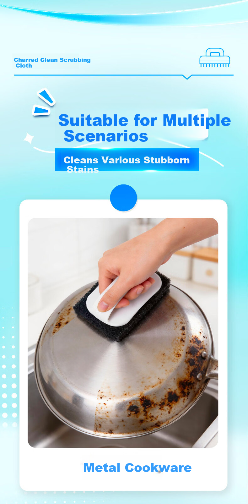 Miaojie Charcoal Clean Scouring Pads 8pcs - Stainless Steel Sink and Cookware Degreaser and Cleaner 11