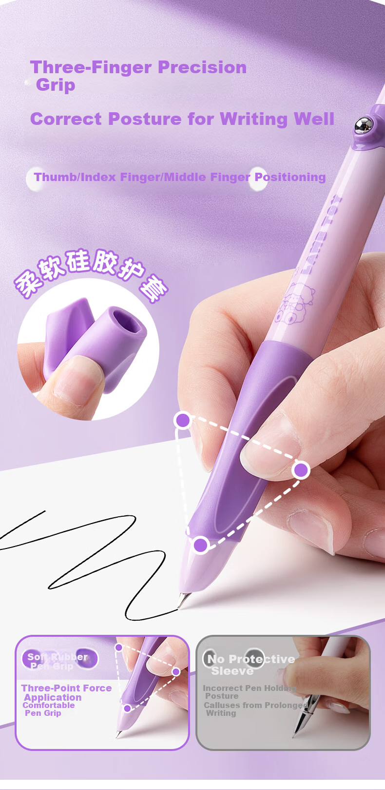 Ichimaru Ka Relief Fountain Pen Click Type for 3rd Grade Elementary Students with Replaceable Ink Cartridges Posture Correction Writing Pen Beginner Fountain Pen 1 Pen + 4 Ink Cartridges KBX-6344D Sof 3