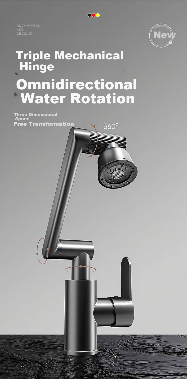 JROR German Basin Faucet Bathroom Sink Mixer Tap Hot and Cold Water Faucet 6