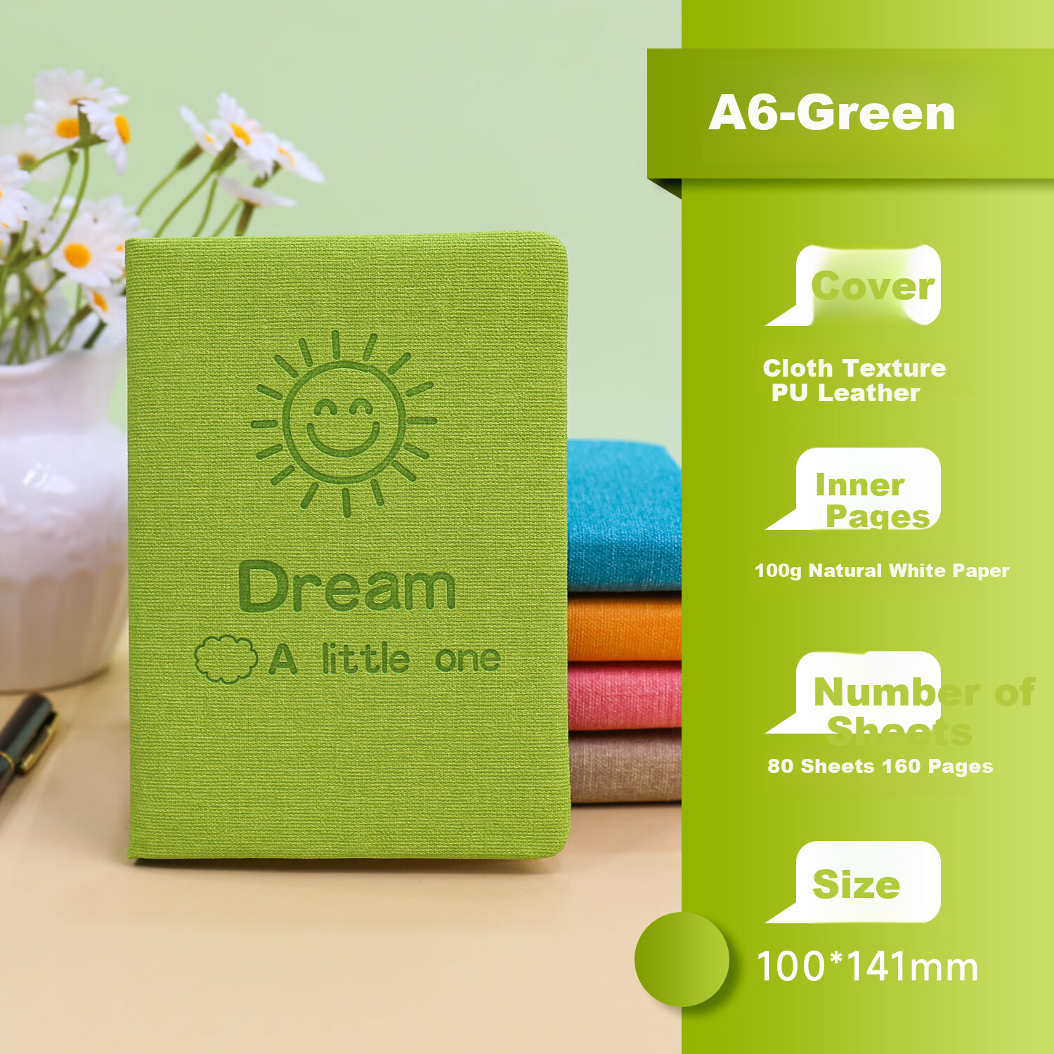 Zhongjian Stationery A6 160-Page Portable Creative Mini Pocket Notebook Blue