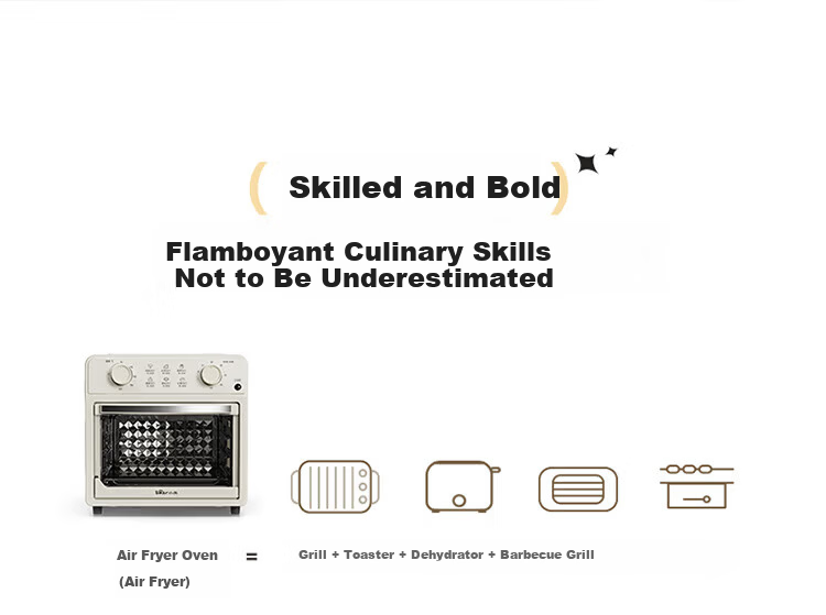 Bear TikTok Upgraded 13L Air Fryer Oven Combo Multifunctional Household Grill Baking Heating Micro-Steam Low-Fat Oil-Less Tender Fry Double Layer 8