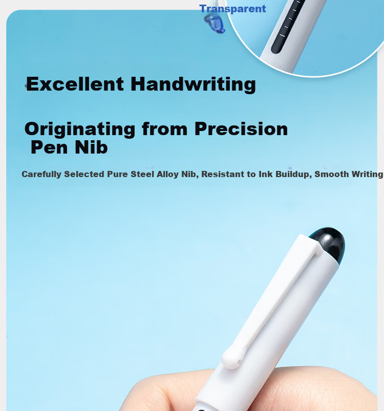 JD Jingzao Direct Liquid Cartridge-Free Fountain Pen EF Nib 0.38mm Blue 6-Pack for 3rd-6th Grade Elementary Students Calligraphy Practice 9