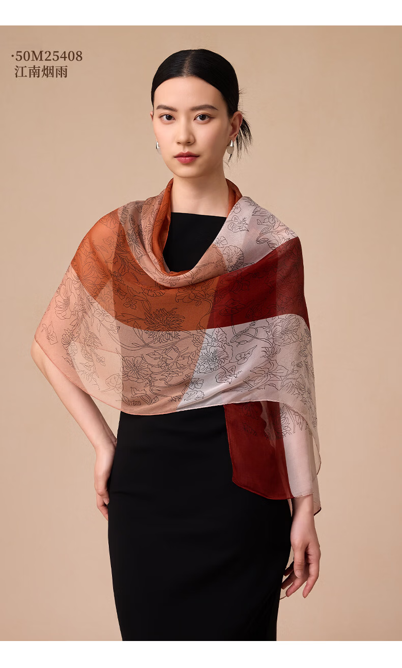Hengyuanxiang 100% Mulberry Silk Scarf Women's Silk Summer Lightweight Office Shawl Wrap Mom Birthday Gift 30