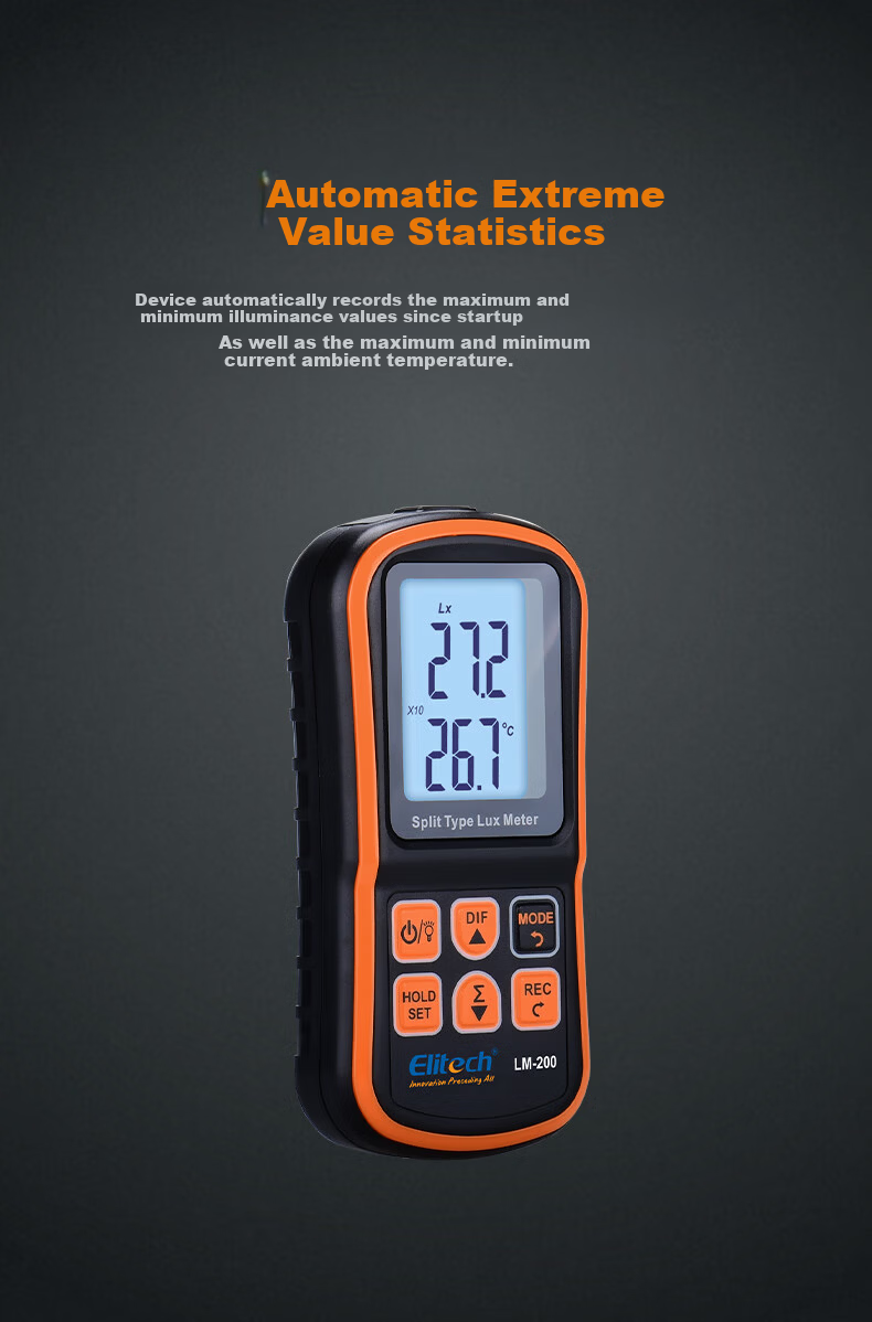 Jingchuang LM-200 Illuminance Meter Split-Type Light Intensity Monitor High-Precision Photometer 200,000 Lux Brightness Tester 3