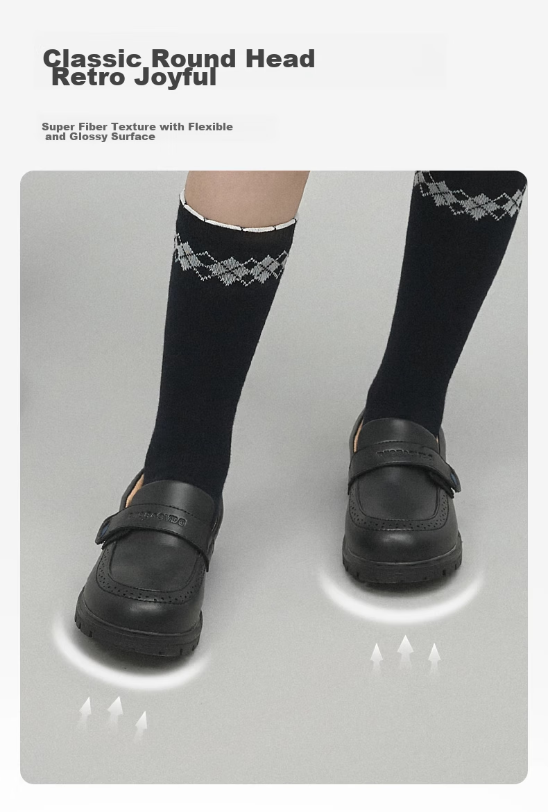 DAVE & BELLA [Celebrity Style] Children's Leather Shoes, Boys' Black Dress Shoes, Performance Shoes for Girls, Spring And Autumn Footwear 2