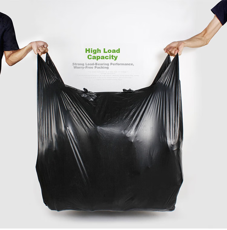 LAUTEE Large Black Vest Garbage Bags Sanitation Property Handheld Plastic Bags YM076 Thickened 65*97cm 50pcs/pack 3