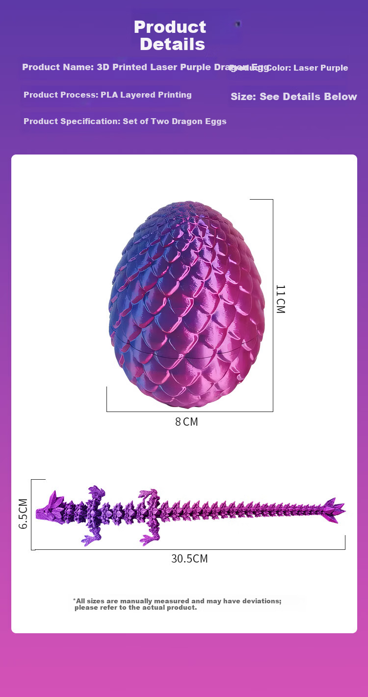 Baili Frost 3D Printed Dragon Egg Dinosaur Egg Toy Ornament Educational Early Learning Toy for Kids Boys and Girls Children's Day Gift 6
