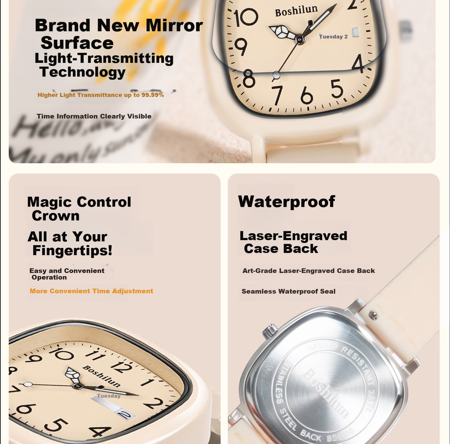 Bausch & Lomb Silent Quartz Exam Watch for Female Middle and High School Students, Time-Only, Gift for Girls 18