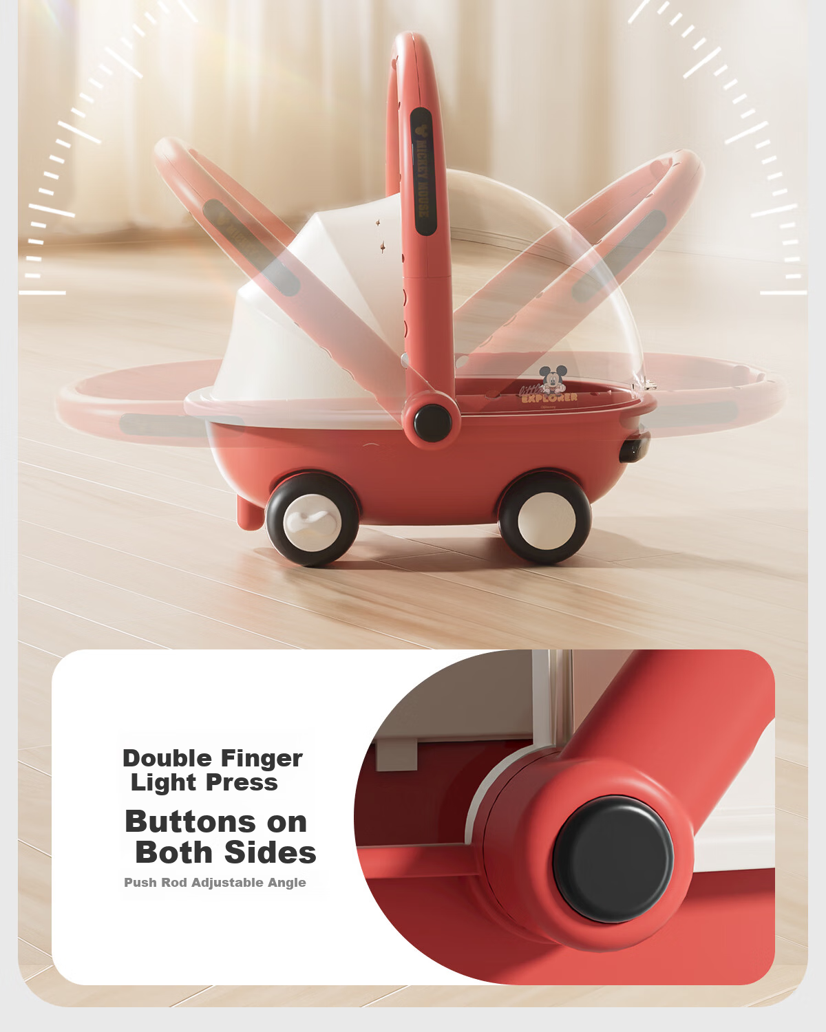Disney Baby Walker Anti-O-Leg 2026 Model Anti-Tip Balance Walker for Babies 10 Months and Older Baby Push Walker 11