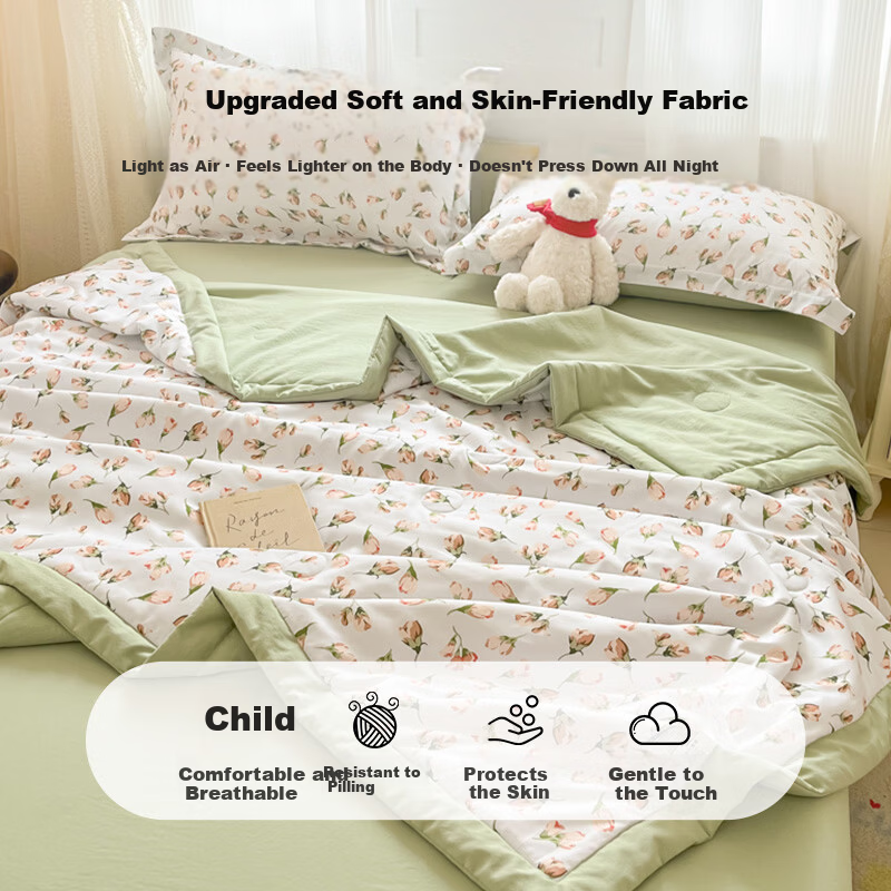 Hodo 10A Antibacterial Washable Cotton Summer Quilt Air Conditioning Quilt Single Dormitory Quilt Summer Cooling Quilt Core 2*2.3m Sweet