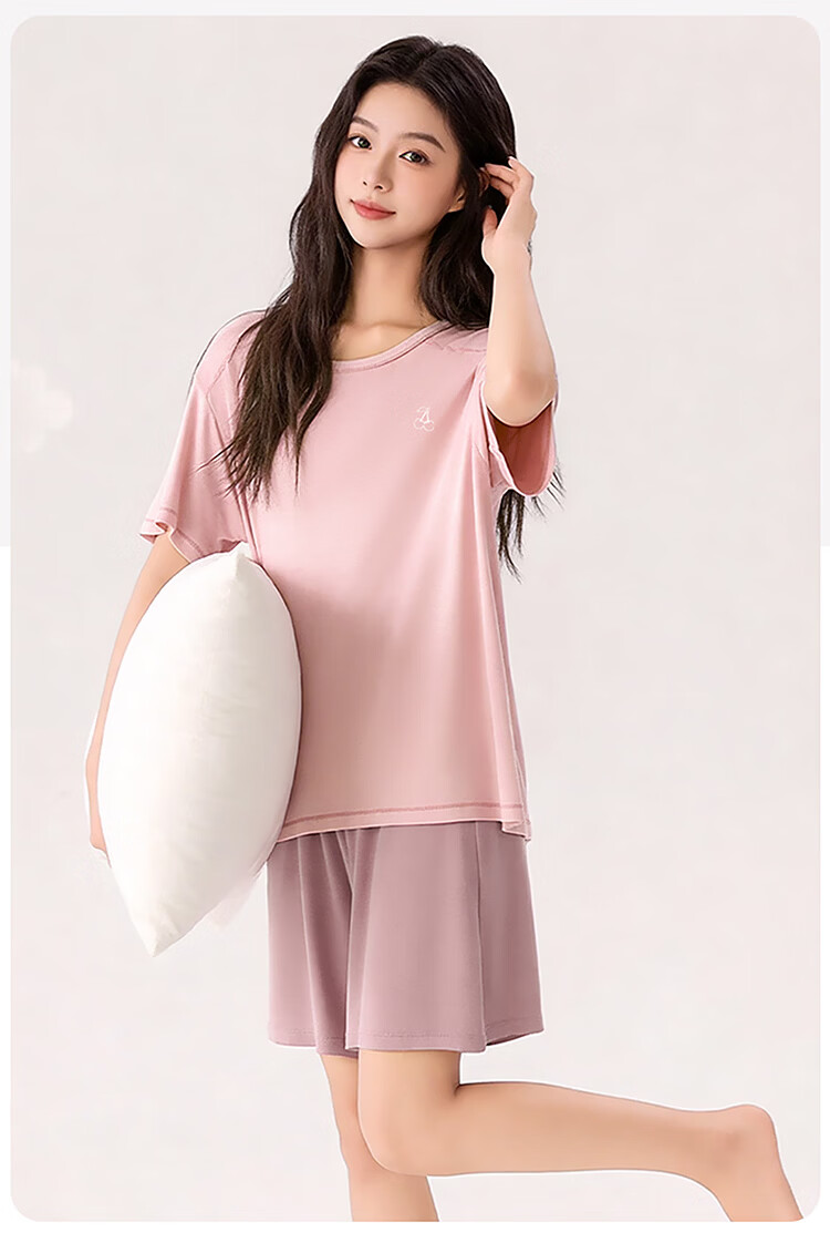 Hongdou Girls Summer Pajamas New Teen Student Short Sleeve Shorts Thin Homewear Set 22