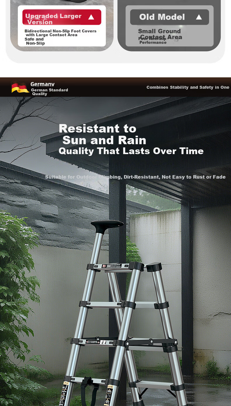 Yilin Home Folding Telescopic Indoor Multi-Functional Stainless Steel Portable Thickened Step Ladder - BS5 Steps 12