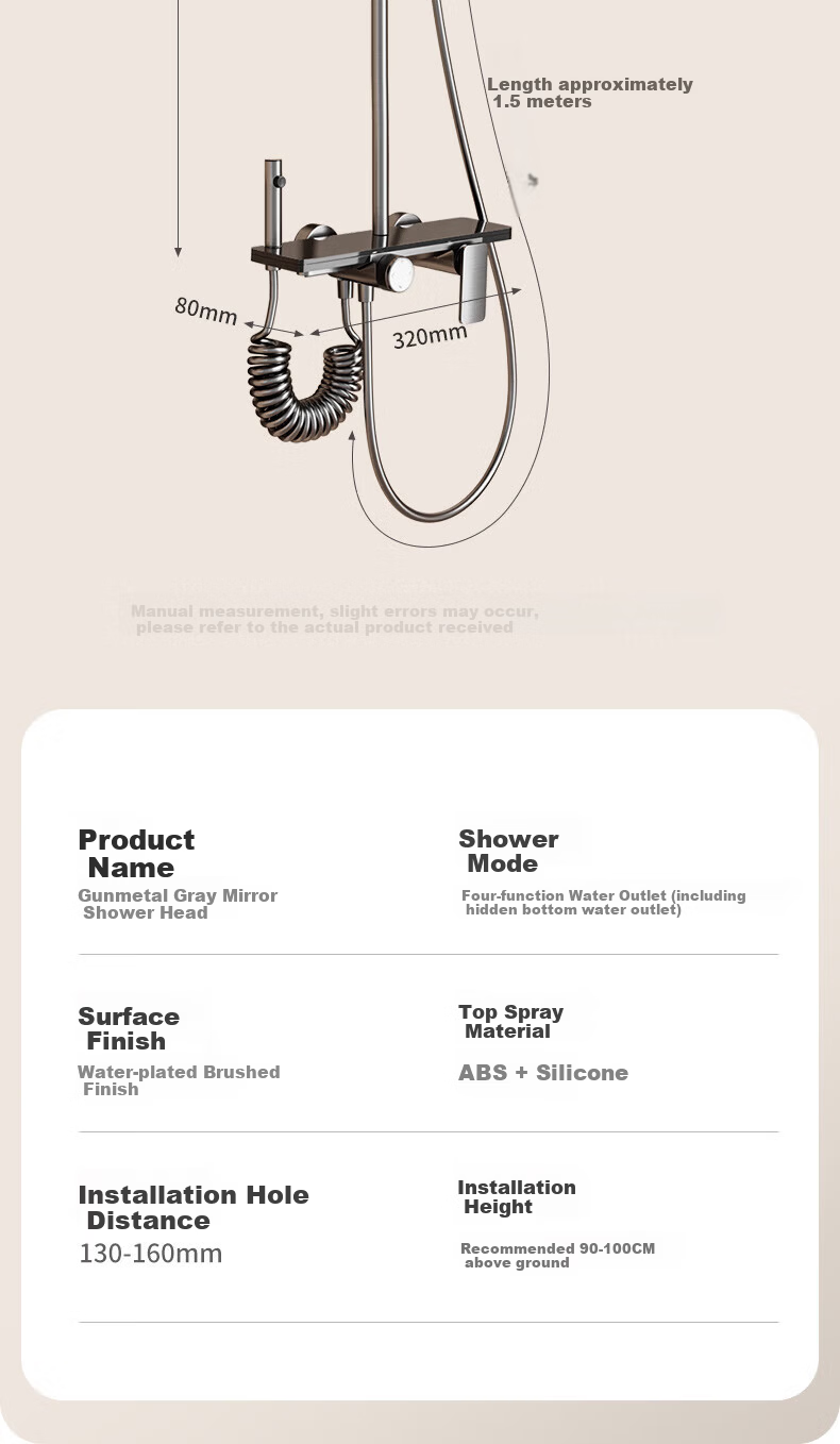 Jingshi Weideng Shower Faucet Set Bathroom Shower Head Pressurized Smart Gun Gray Integrated Shower Kit KWL 22