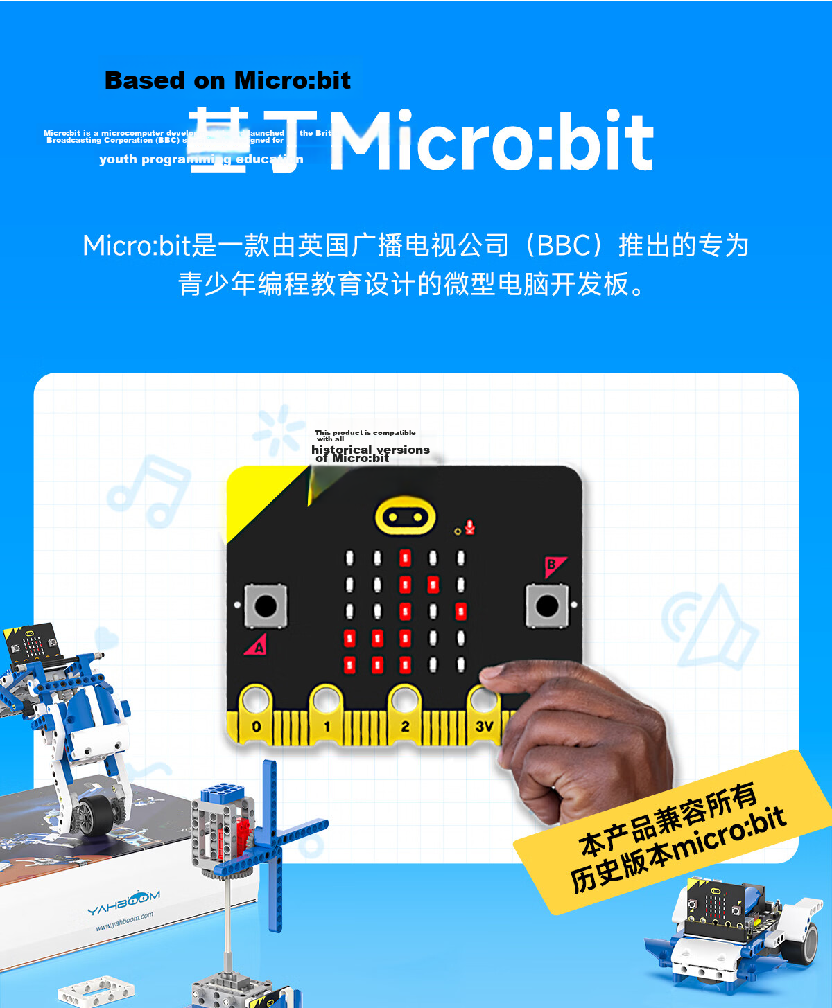 Yahboom Microbit Programmable Building Block Robot Kit Graphical Python Maker Education V2 Beginner Sensor Advanced Version (Includes Microbit V2 Mainboard) 4
