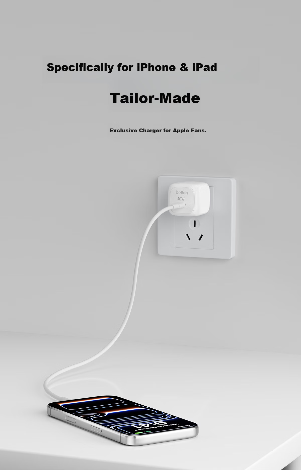 BELKIN Charger PD Fast Charging Apple Charger 40W Portable Charging Head Phone iPhone/iPad Charging Head USB-C Power Adapter White 4