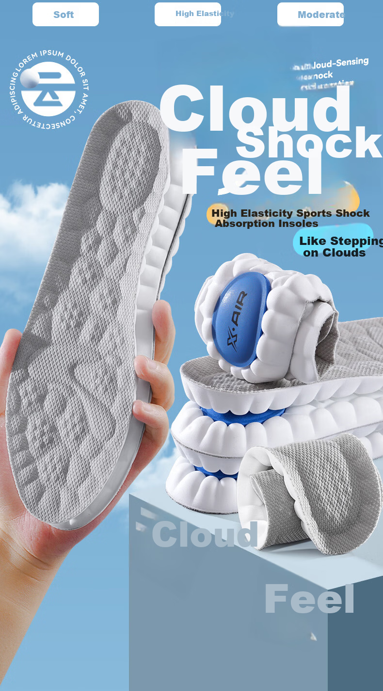 Oriental Footprint 2 Pairs Men's Ultra-Soft Breathable Sweat-Absorbing Odor-Resistant Comfortable Sports Insoles for Long Standing, Size 39-40 13