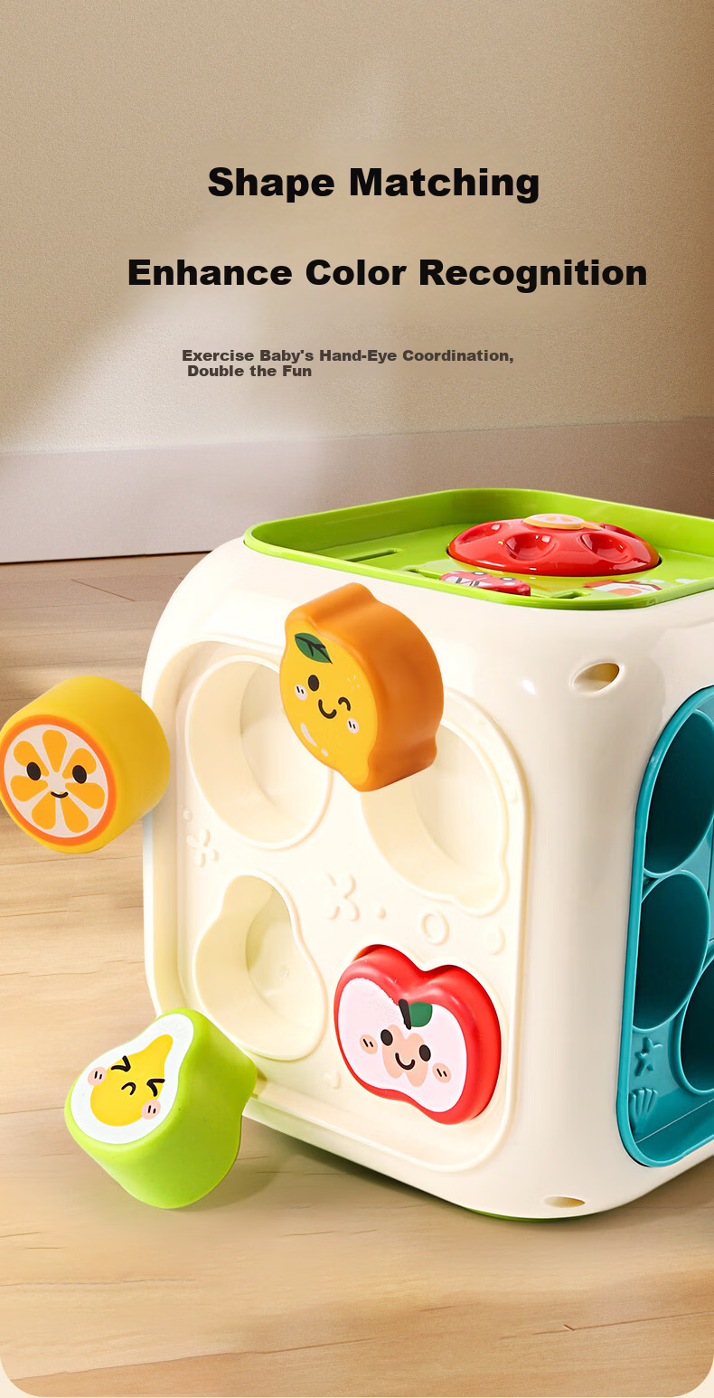 Besnay Baby Toy Hand Drum Six-Sided Educational Montessori Early Learning Gift for Children 7