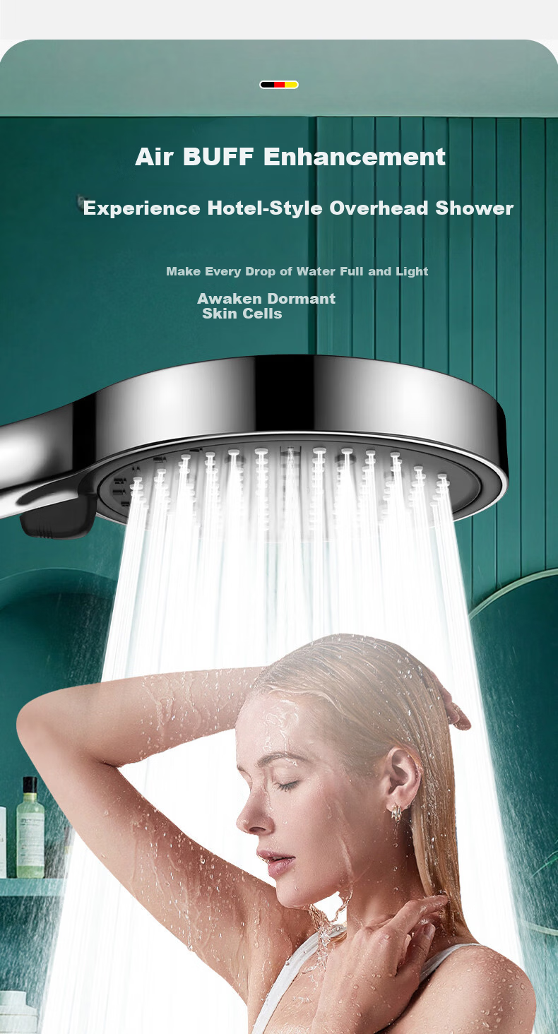 HOMK German Shower Head Bathroom Air-Boosting Shower Sprayer Bath Spray Nozzle 4