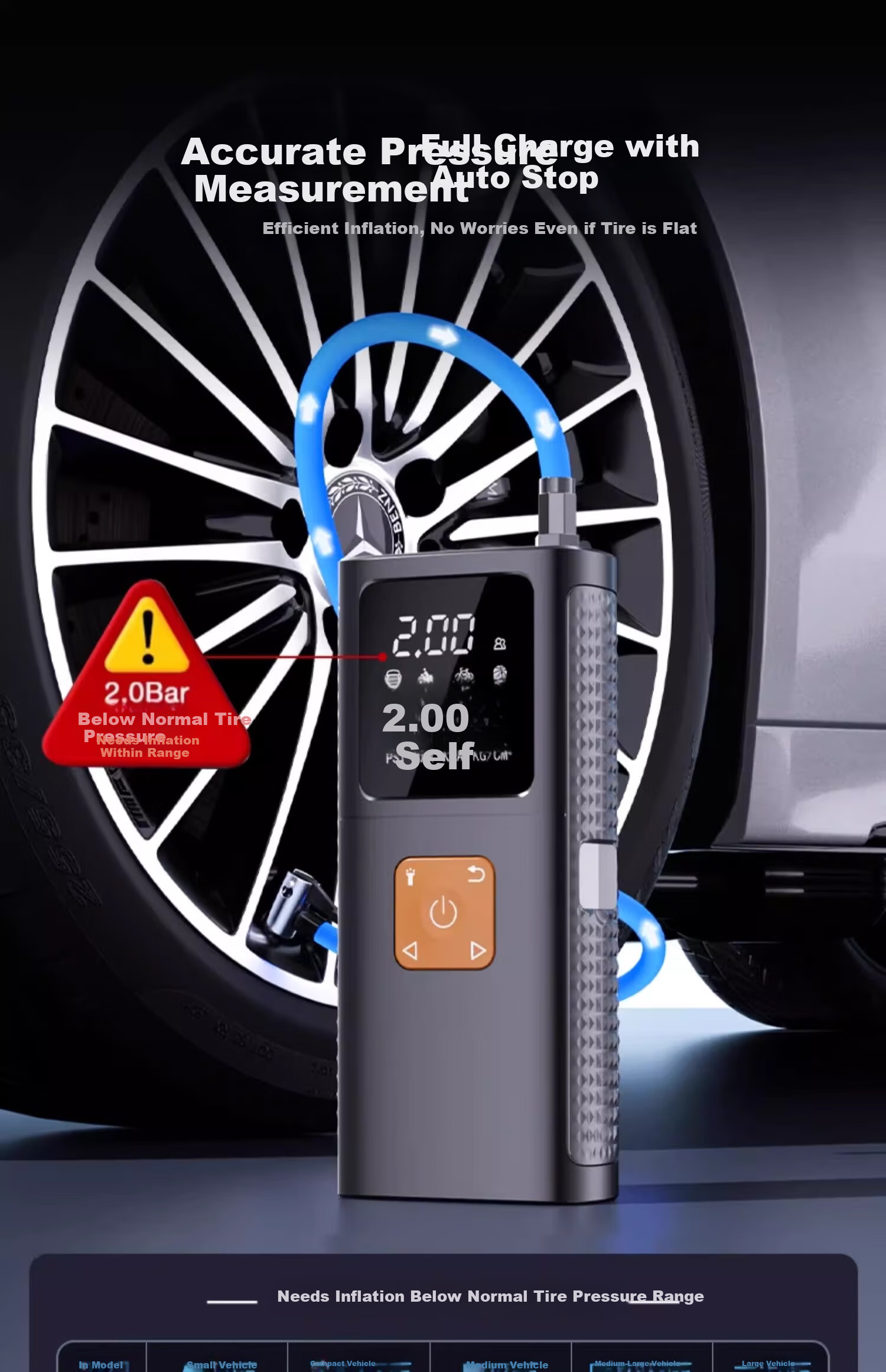 HELLOLEIBOO Car Wireless Air Pump Portable Electric Tire Inflator with Tire Pressure Gauge for Cars 14