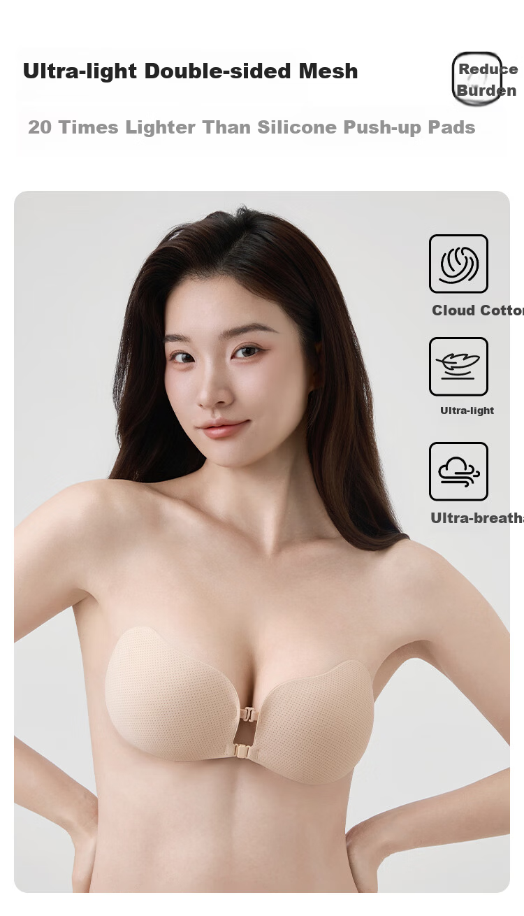 SBEAUTY 2.0 Aloe Mango Cup Double Buckle Push-Up Breast Pads Elf Ear Women's Dress Nipple Covers Thin Cup F 11