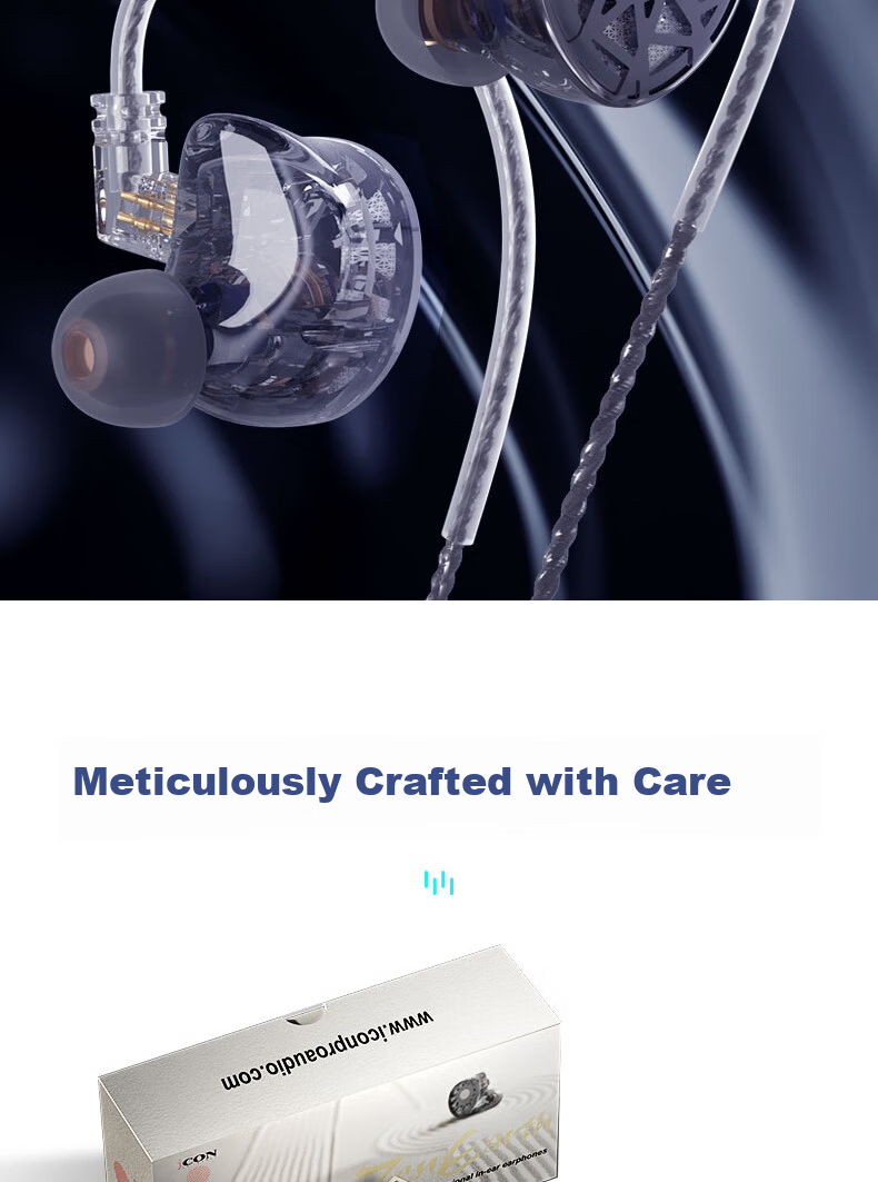 ICON ZEN EARTH Professional Monitoring Earphones 1.2m Wired Dynamic In-Ear HiFi Earphones Balanced Armature Ear Monitor 12