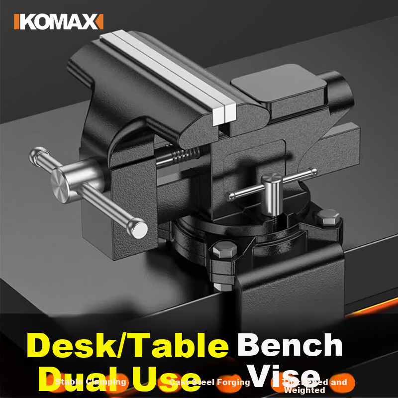 KOMAX Small Household Universal Bench Vise Industrial Grade Multifunctional Cast Steel Table Vise Clamp Fixture Workbench