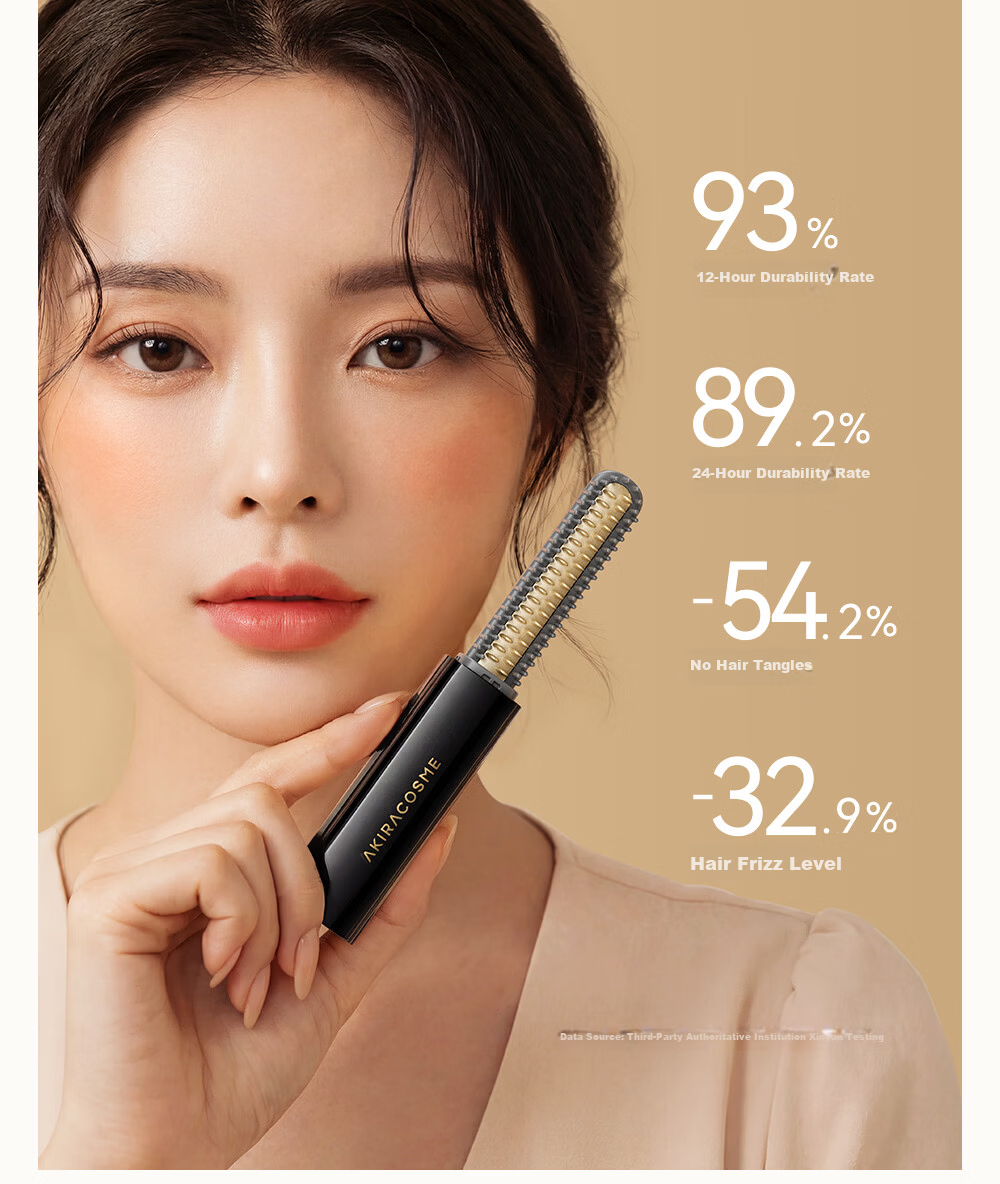 AKiracosme Lipstick Straightening Brush Mini Wireless Portable Negative Ion Constant Temperature Hair Care Home Dorm Lazy High Crown Bangs Comb 520 Gift 03SB Glowing Gold 11