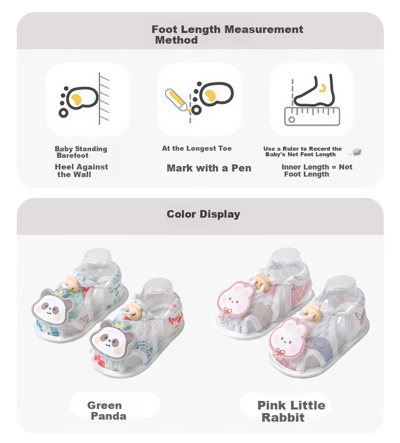 Aibao Baby Toddler Walking Shoes Summer Thin Mesh Floor Shoes Soft Sole Sandals Pre-Walking Shoes Rabbit S Size T290 7