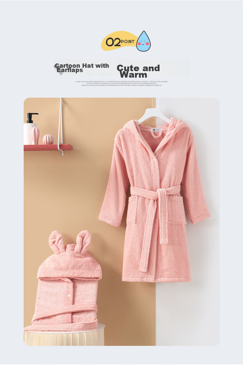 Xinya Cotton Hooded Children's Bathrobe, Cartoon Children's Pajama Robe, Bathing And Swimming Loungewear, Girls' Bathrobe, Size L 5