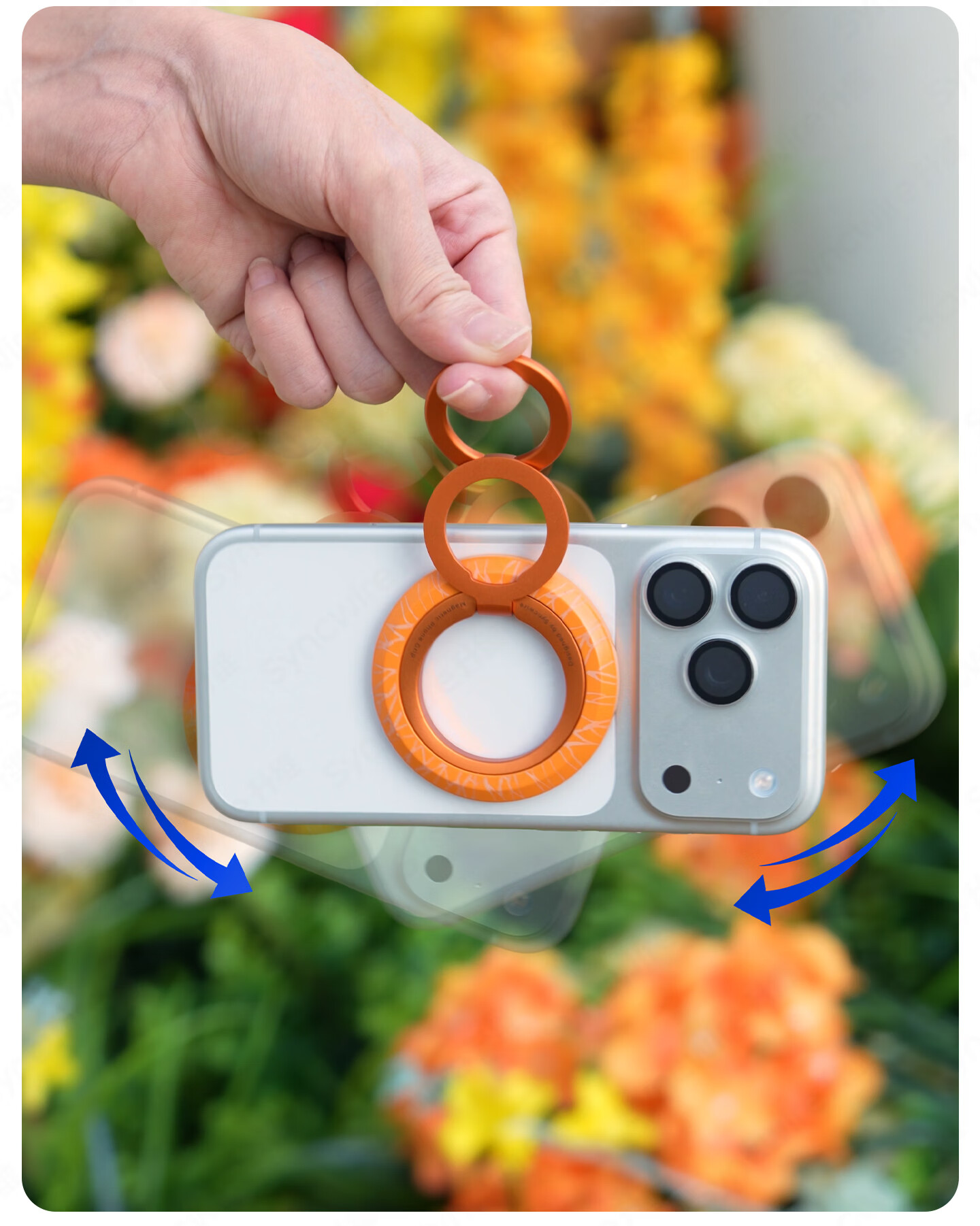 Shengwei Dual-Ring Phone Holder Pro Magnetic Ring Magsafe 360° Infinite Rotation Stress Relief Portable Adhesive for Apple Huawei Desktop 14