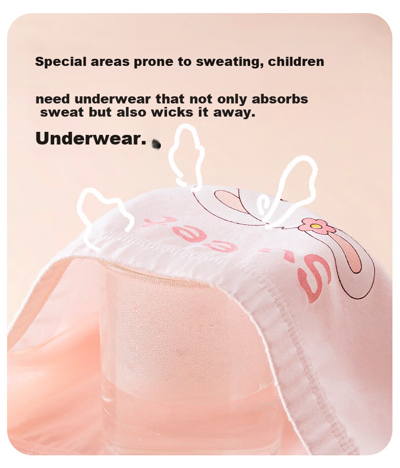 Hodo Kids Girls' Underwear Mid to Large Size A-Class Antibacterial Crotch Boxer Briefs 6-Pack Cake Bear 150 15