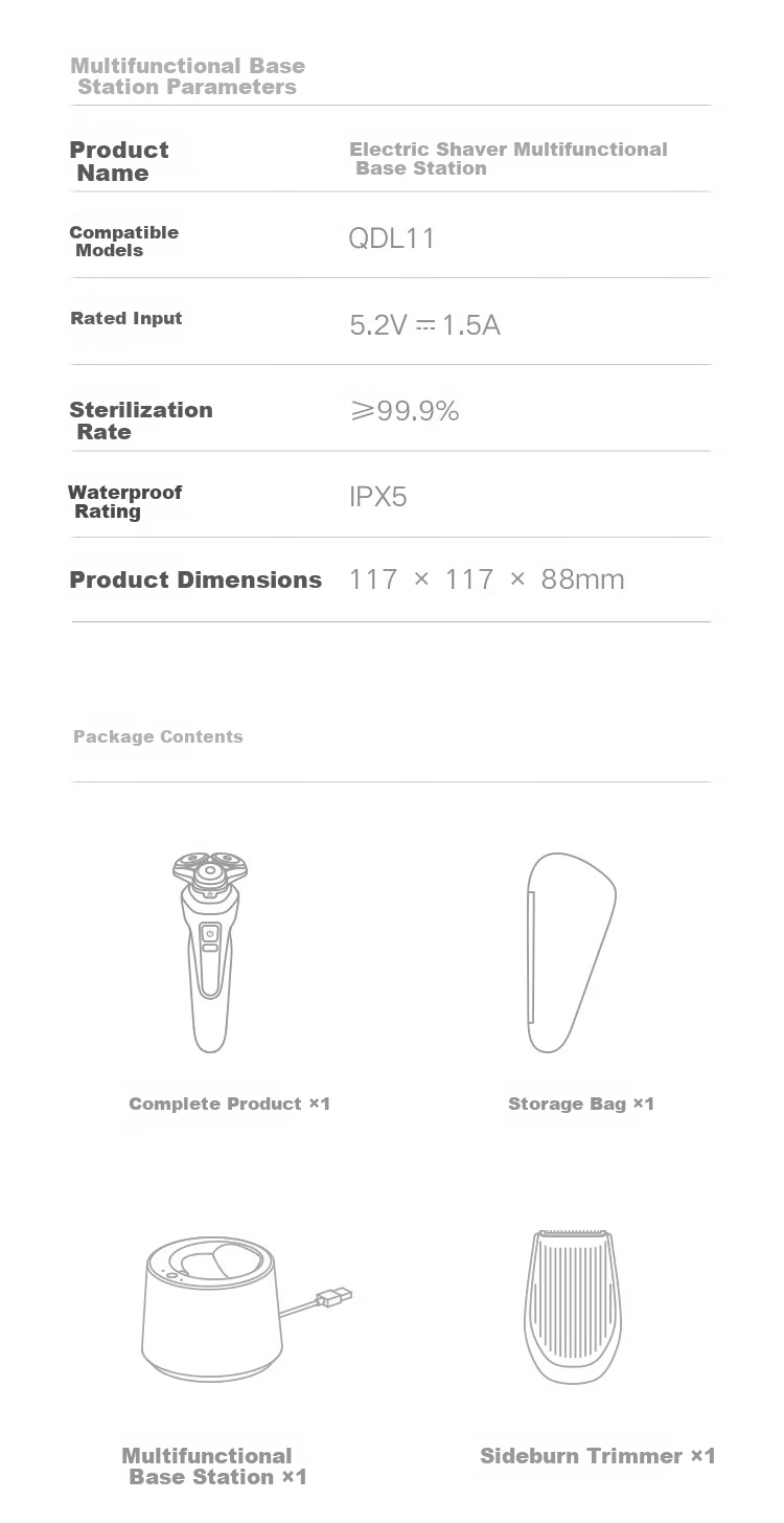 Mijia Electric Shaver Pro Set with Surround Lock Technology, Microbead Guide, Smart High-End Razor, Multifunctional Wireless Charging Sterilization and Drying Base Station, Father's Day Gift 21
