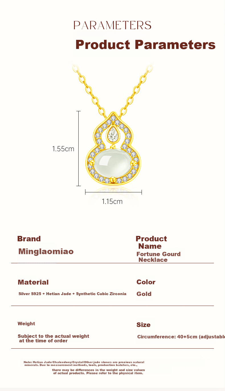 Lao Miao Hetian Jade Gourd Pure Silver Necklace Women's New Pendant Valentine's Day Practical High-End Birthday Gift for Wife Girlfriend 5