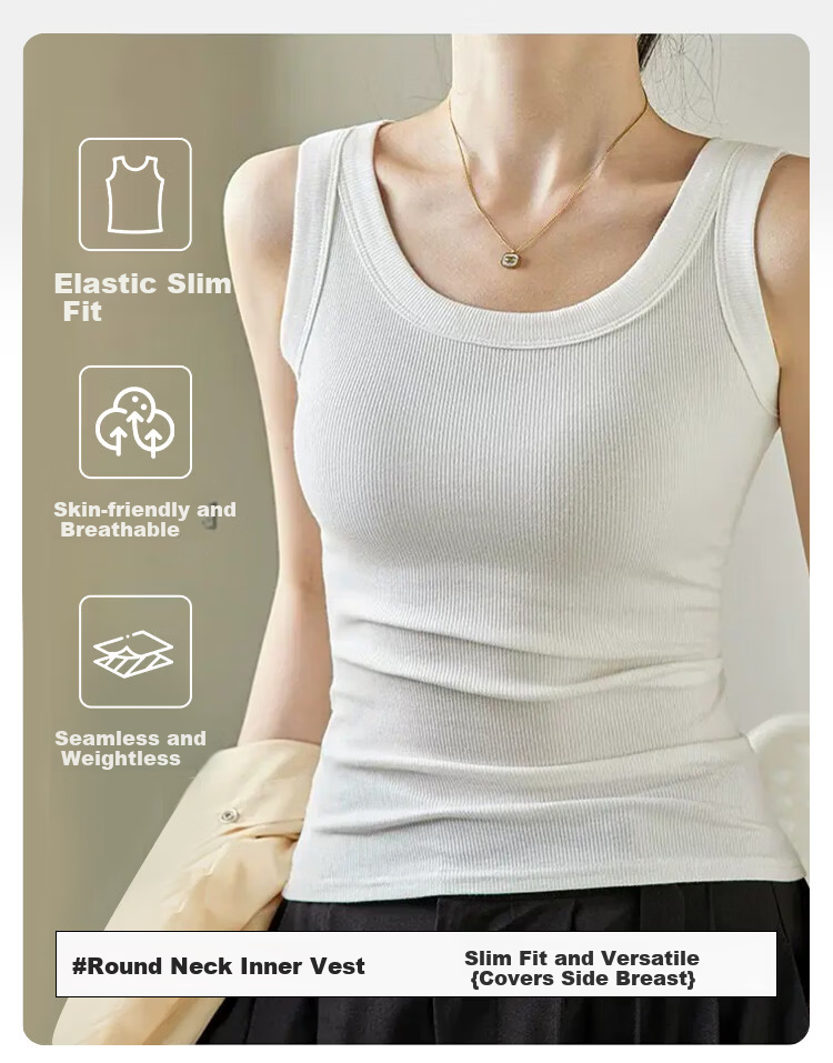 FitonTon Women's Ribbed Slim Fit Camisole Vest, Double Pack, 2XL 2