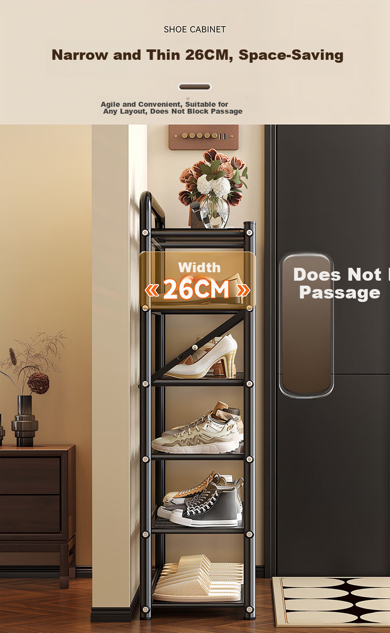 Yaoying Shoe Rack Home Multi-layer Foldable Shoe Cabinet Small Apartment Shoe Storage Organizer YJ23 Black 4 Layers 50cm 4